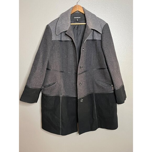 Donnybrook Womens Wool Blend Coat 18W Gray & Black With Button Front & Zip Pocke - Picture 1 of 6